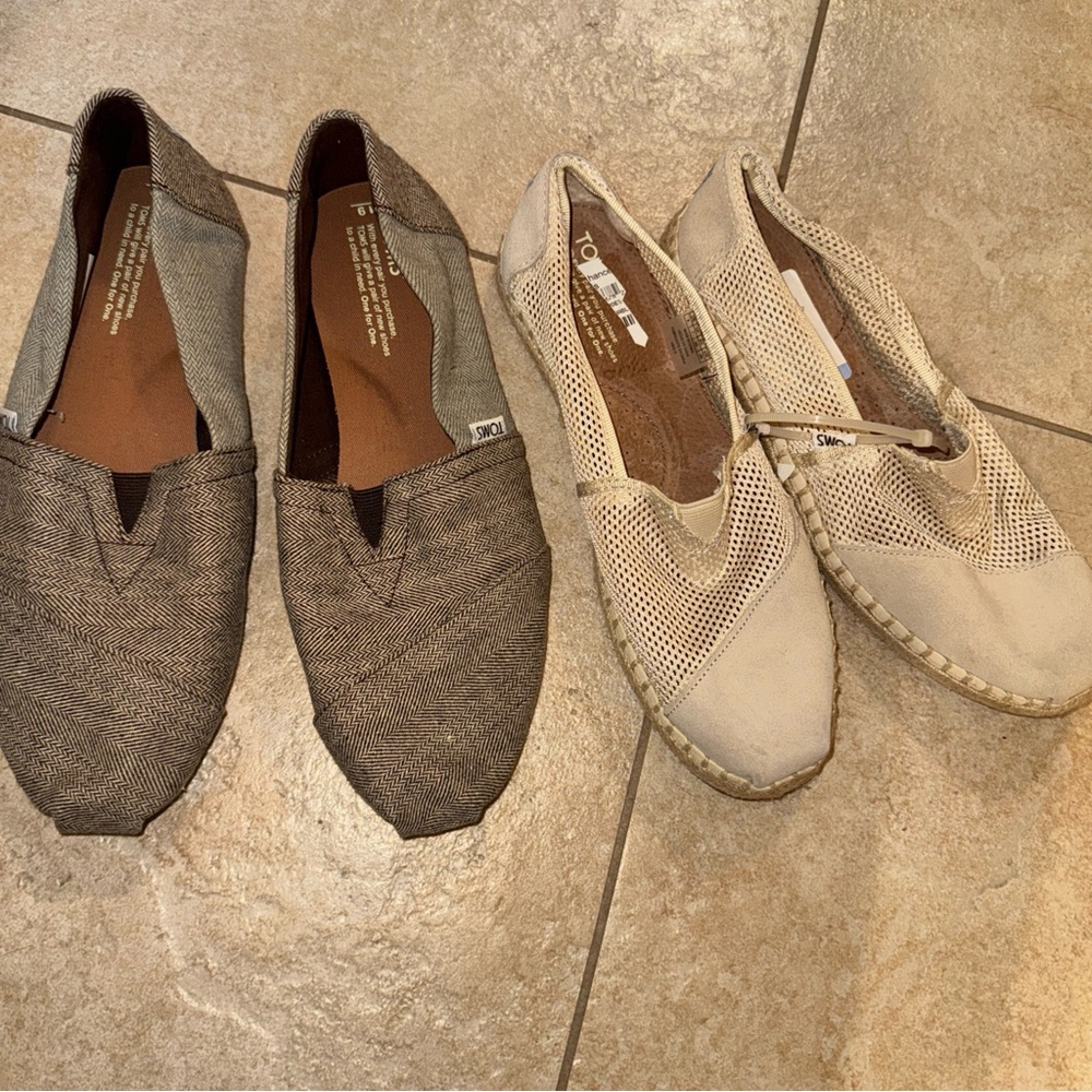 TOMS Women Alpargata Warm Natural Heritage Canvas Sz 9 W Mesh x 1 !!!! new